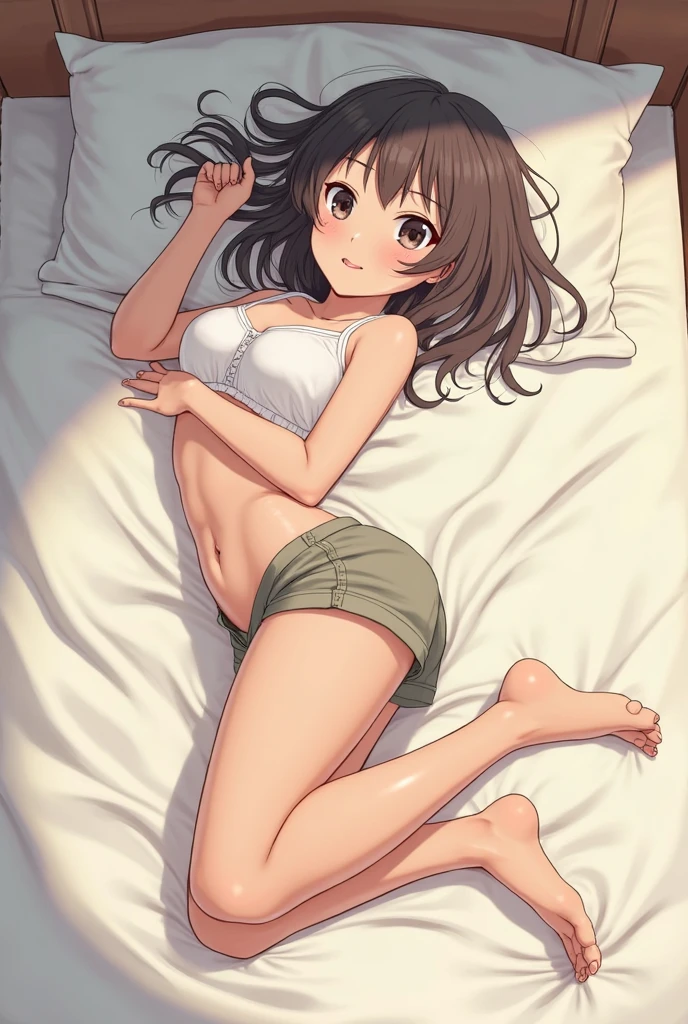 (((missionary position vaginal sex))),(((having vaginal sex))), (((two girls))),delicate and cute girls with brown hair,((white camisole and detailed race panties)),(((detailed race panties))),、16years、Super8K Ultra High Definition、Delicate texture、 Medium Hair、flat chest、,spreading her legs,exposed panties,nsfw,middle breast,(((in hotel))),(((lying down on the bed,spreading legs open wide with knees bent,creating the shape of the letter M))),(((detailed race white panties))),、),penis,penis insert(,showing armpit