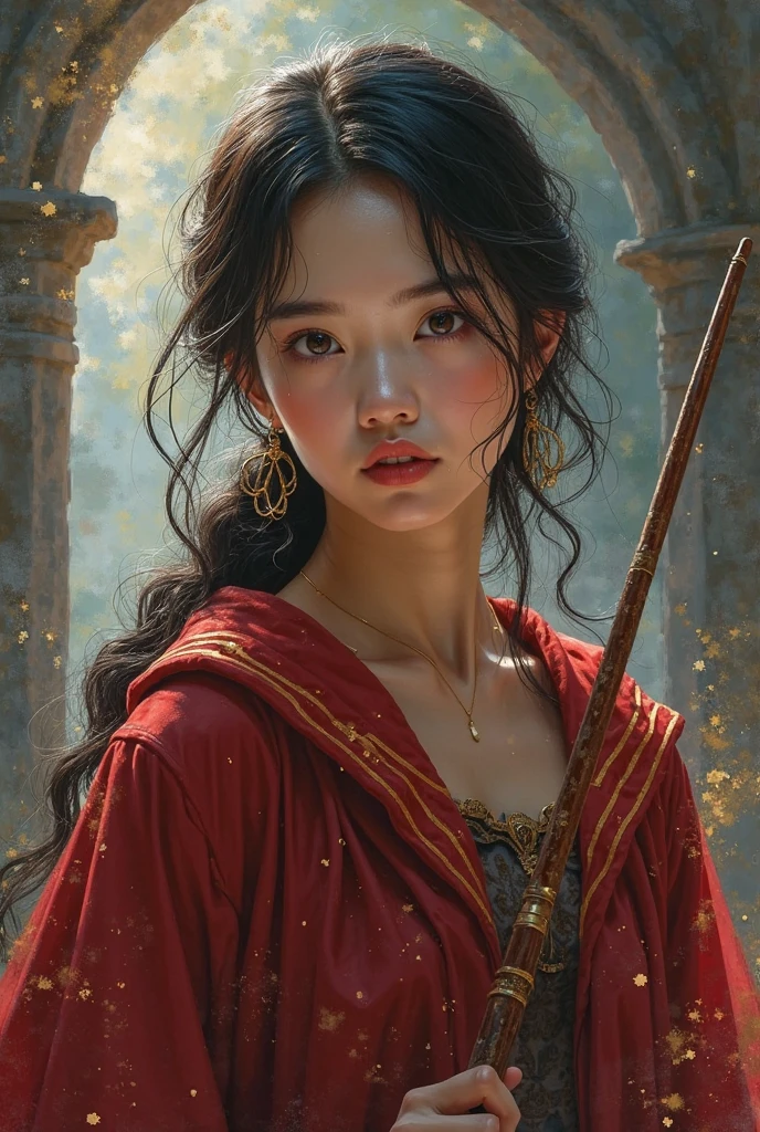 Masterpiece, best quality, 8k, A red rose, on black, wet stones, in a ruin of ancient civilization --auto