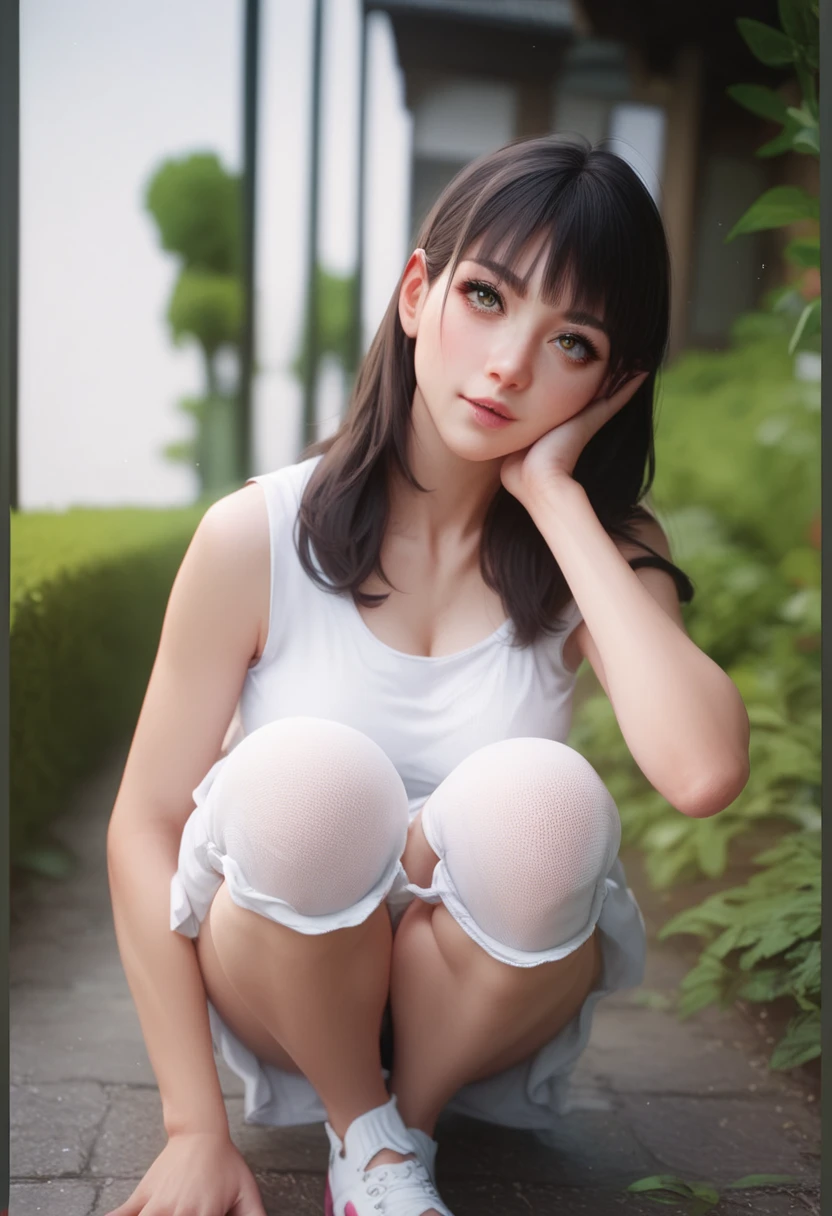 ((nsfw: 1.4)), ((8k, RAW Photos、top-quality, masterpiece)):1.4, (realisitic、Photorealsitic:1.37), natural soft light, photon maping, Radio City, ((1girl and 1baby:1.5)), japanese, 14years , red hair, Detailed face, Detailed lips, detailedeyeore skin, perfectbody, shinny skin, pony tail, (huge-breasted:1.2), slender body, ((A cute see-through purple nightgown with very short pleats, special occasion thong strip panties with pubic hair)), ((thick nipples, erection of nipple, show off nipple)):1.5, ((holding a baby, a baby sucks nipple:1.4)), ((in the park with lots of people:1.2, sitting on bench:1.2))