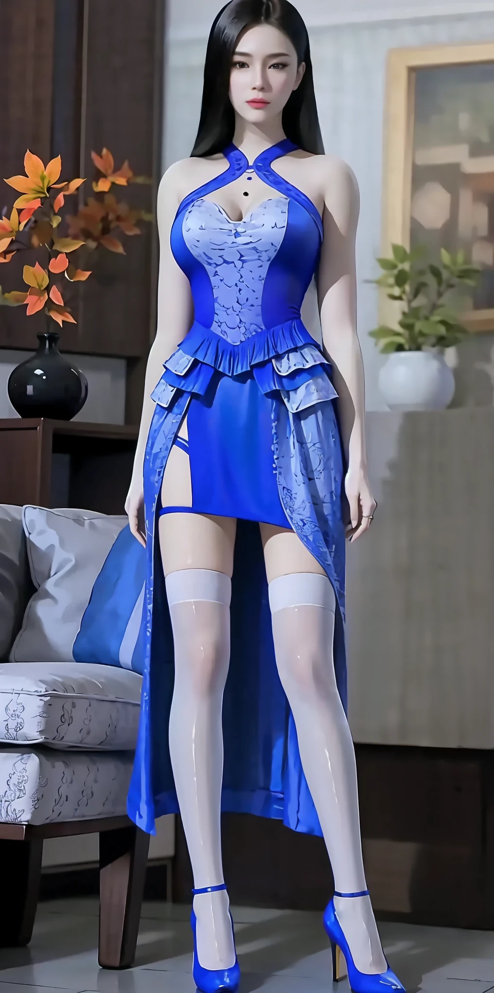 Absurd, high resolution, super detailed, (1 girl:1.3),
High fork swimsuit, ballet socks, tutu, looming feet, dark room, slim, pretty dreamy girl, looming bright purple thigh socks, silky texture, lace stocking edge, real photos, detailed eyes, pretty eyes, smile, full body perspective, detailed face, big boobs, real photos, realistic human body, realistic skin texture, cleavage, perfect light