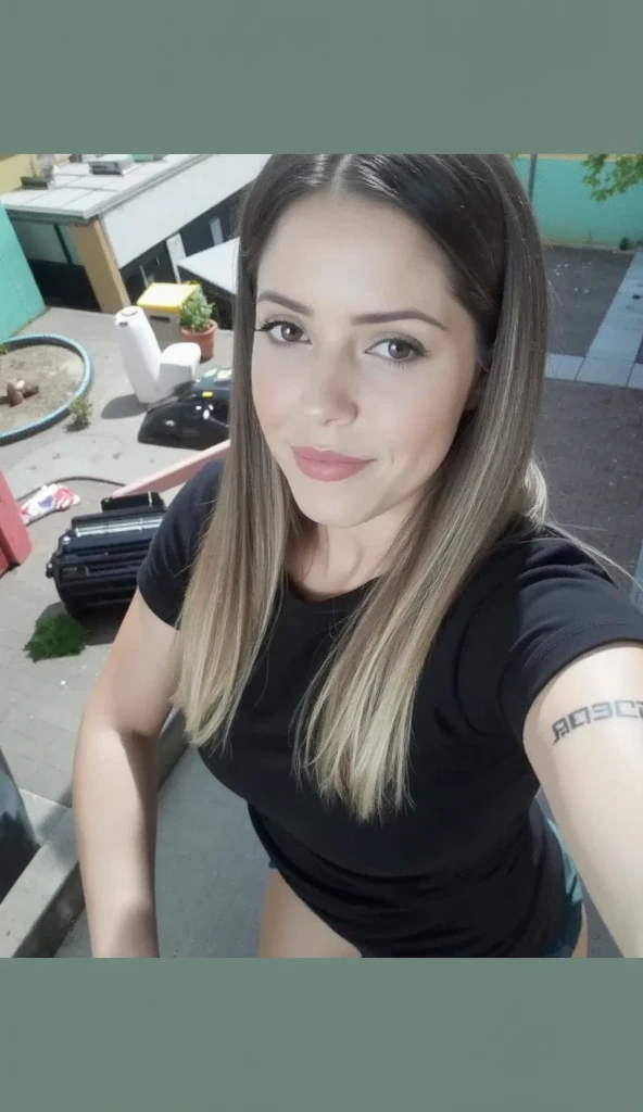 araffe sitting on a stone bench talking on a cell phone, wearing a camisole and boots, sexy look, green and black, wearing a camisole and shorts, pose casual, dressed in a top and shorts, black and green, chica sexy, she is wearing a black tank top, wearing a black camisole outfit, 🤬 🤮 💕 🎀