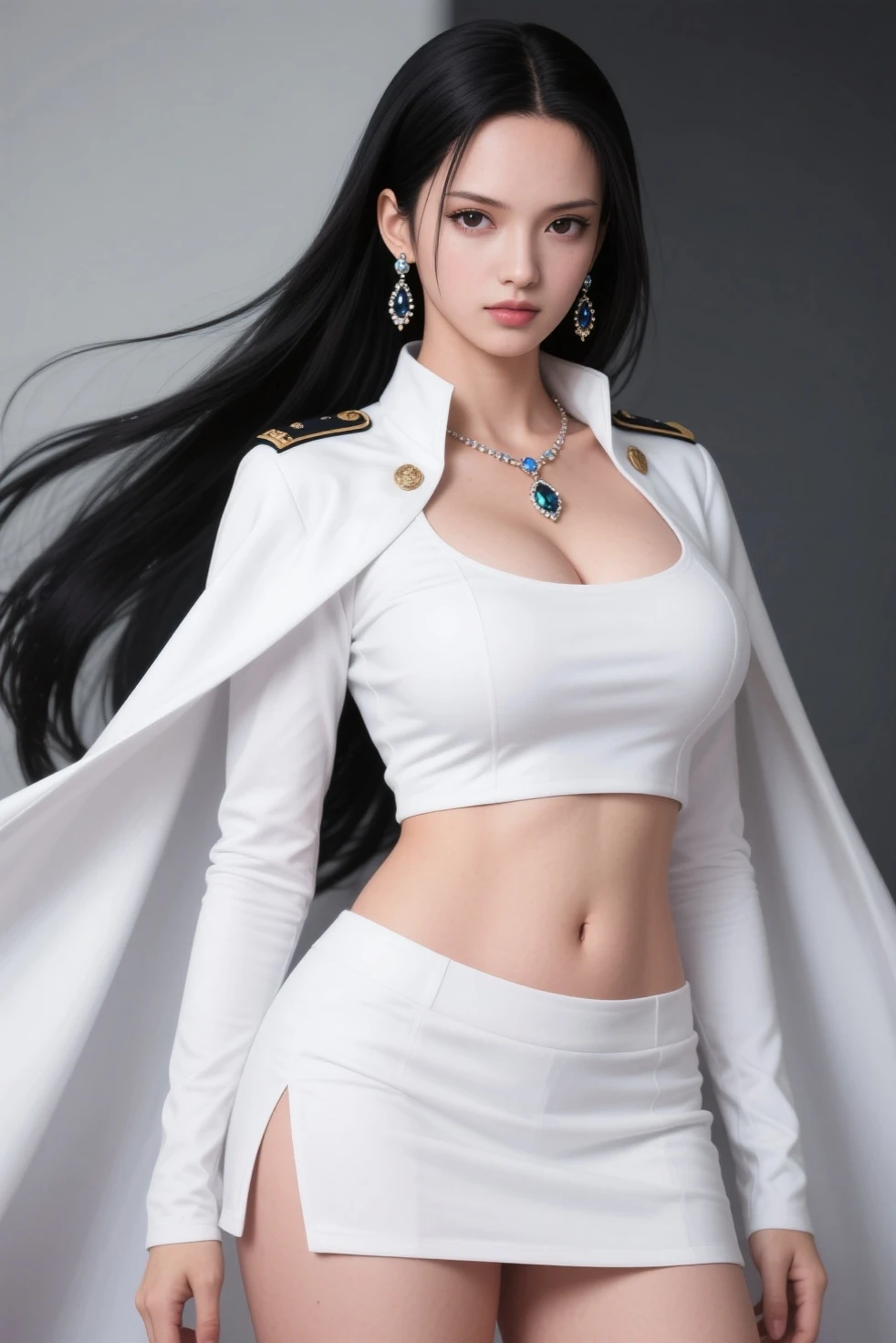 (logo, masterpiece, 8k, table top, RAW photo, wonderful, 最high quality, Photorealistic and hvery detailed CG integrated 8k wallpaper, high quality, very detailed, Narrative poem, particle effects, dynamic effects, Depth of written boundary, cinematic light, Lens flare, ray tracing, anatomically accurate)), fantasy, 1 beautiful woman, silver hair, clear eyes, long silver hair, beautiful face, real face, 緻密でbeautiful eyes, beautiful skin, 長い髪がWindでなびく, long hair bounces, 長い髪がWindで踊る, hair jump, jewelry, hip up, beautiful eyes, long hair halter, white leather pants, white leather jacket, silver earrings, silver earrings, night, Wind, bluish full moon, night空, beautiful background, 古代のWind, Xianxia, Auspicious cloud, tattoo, Hanfu, chinese fairy, taoist uniform