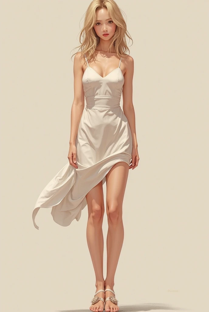 thin woman with thick legs in dress