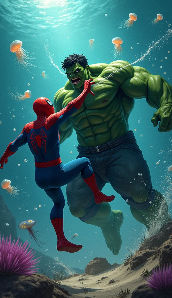 Aquaman qui roule sur Hulk