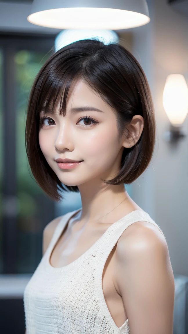 (highest quality,masterpiece:1.3,超A high resolution,),(Very detailed,Caustics),(Photorealistic:1.4,RAW shooting,)、Slim jawline、The face is thin、A little skinny、Slimmer jawline、Slim contours、Looking at this、Pink lips。Black Eyes、Large pupils、Ultra-Realistic Capture,Very detailed,High resolution 16K for human skin、 Natural skin texture、、Skin tone is even and healthy looking、 Use natural light and color,One Woman,Japanese,,cute,Brown Hair,Mid-length hair,(Written boundary depth、chromatic aberration、、Wide range of lighting、Natural Shading、)、(Outdoor lighting at night:1.4)、(Hair swaying in the wind:1)、short hair、Holding hands