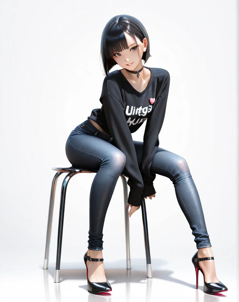 Nico Robin, onepiece, short hair, big , denim jacket, skert, long shoes, sexy look