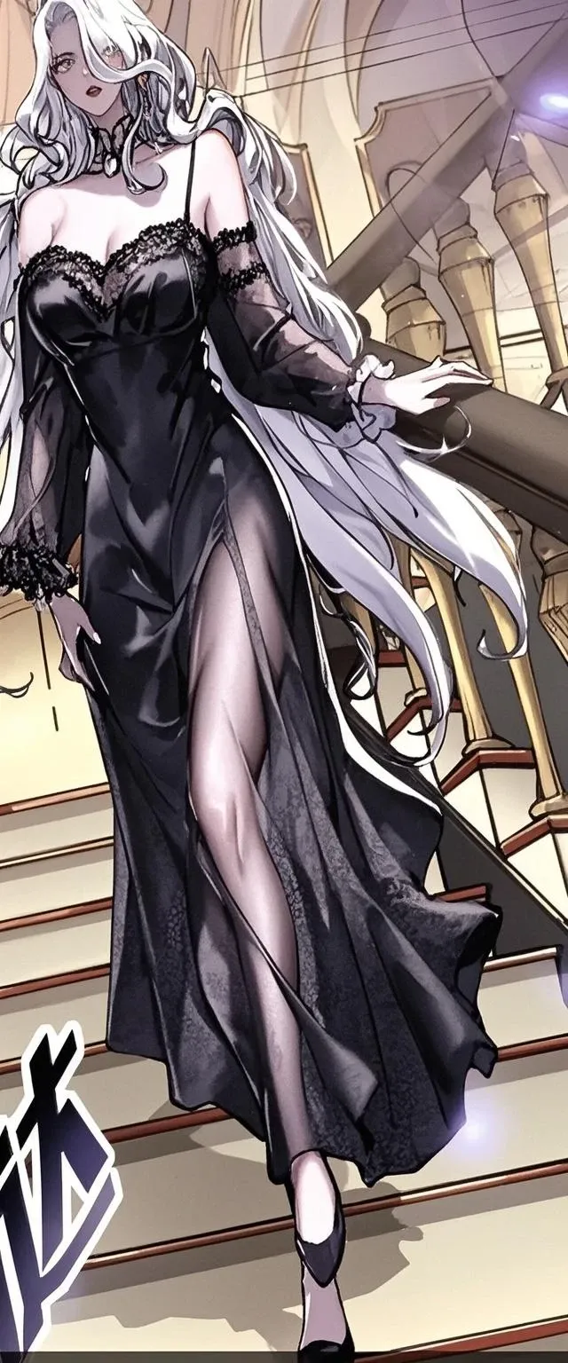 sh33rfl0r4l, long sleeves, black dress, off shoulder, bare shoulders, long dress, see-through, tulle dress, laser,leishe,(masterpiece, best quality:1.2), 1 girl, alone, ((off-the-shoulder clothes)), ((night)), lantern, candlelight, In the depths of Wonderland，The moonlight falls like water，foggy room，The figure of the heroine is vaguely visible，Just like the fairy in the painting，Slender sexy legs，very nice legs，Show sexy legs，big breasts，Beautiful with a hint of mystery。Her face is beautiful and delicate，Like finely carved jade，Showing otherworldly beauty。The eyebrows are picturesque，The waves in my eyes are like twinkling stars，Show the light of perseverance and wisdom。The bridge of the nose is straight，Lip color like cherry，The slightly raised corners of the mouth reveal confidence and calmness。Her face is well defined，The skin is as fair as jade，Reveals a healthy glow，Just like fairies, She never eats fireworks in this world。Her makeup is light and delicate，Not too much embellishment，But enough to show her temperament and charm。Light-colored foundation brings out the transparency of the skin，A light eyebrow pencil outlines her perfect eyebrow shape，Eye makeup is eye shadow and eyeliner，Make her eyes brighter and more energetic。Lips painted with grace lipstick，Adds a bit of charm and sophistication。Her clothes are graceful and chic，Clothes fluttering，It seems like it will be blown up by the wind at any time，drifting into the distance。Without losing grace，Also showed off her extraordinary skills。Rocking with her movements。Her hair is tied back casually，Secure it with a hosta，A few strands of hair flutter gently in the wind，Adds a bit of softness。Her figure is looming in the fairyland，Like a big breastsbeautiful landscape，Attracted everyone&#39;s concern。She seems to be a fairy in wonderland，big breastsbeautiful、grace、mystery、and full of power。