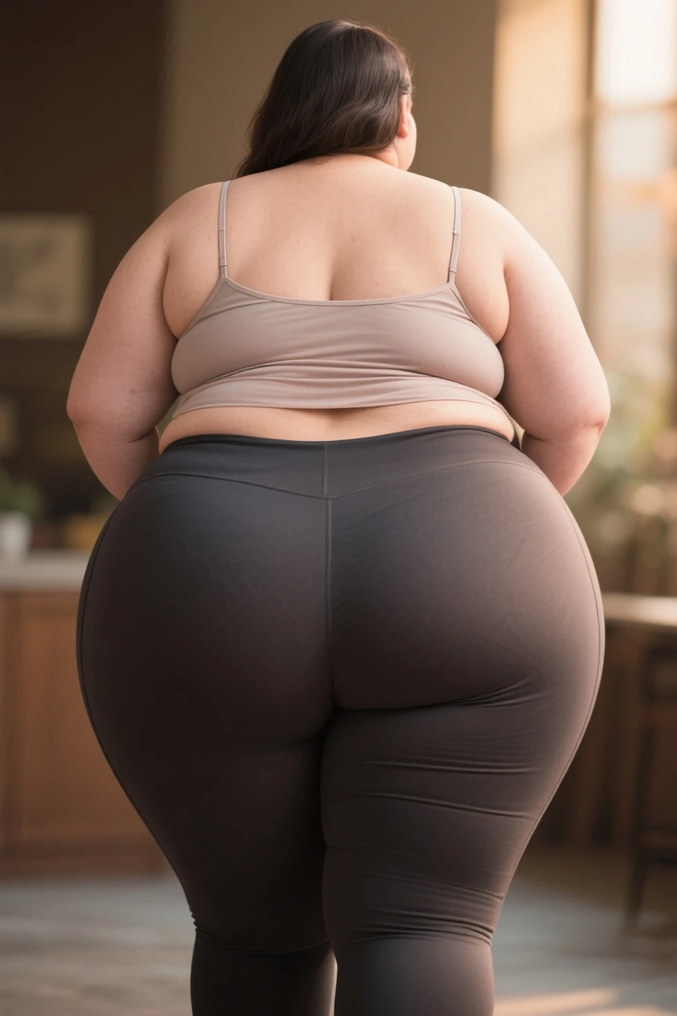 fat pregnant woman in top and pants reaching out, large round belly, thick and round belly, chubby woman, chubby belly, big belly, folds of abdominal flap, chubby, large belly, curvy woman, fat pregnant belly, portrait of a chubby woman, a chubby