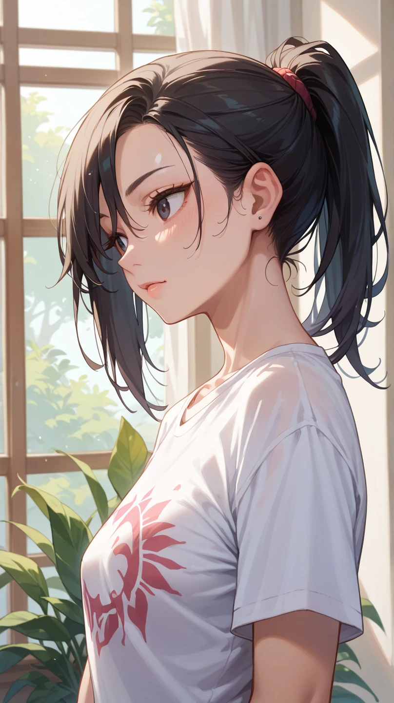 Myanmar girl with black short hairs, traditional outfit ,anime illustration, anime cartoon style, line art, comic line art drawing.