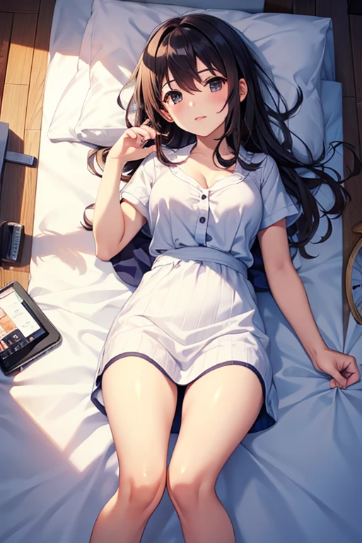 Three scenes in one image: reading manga on a crowded train, relaxing with manga during a coffee break, and reading manga in bed before sleep. Each scene is depicted in a cozy, inviting style.