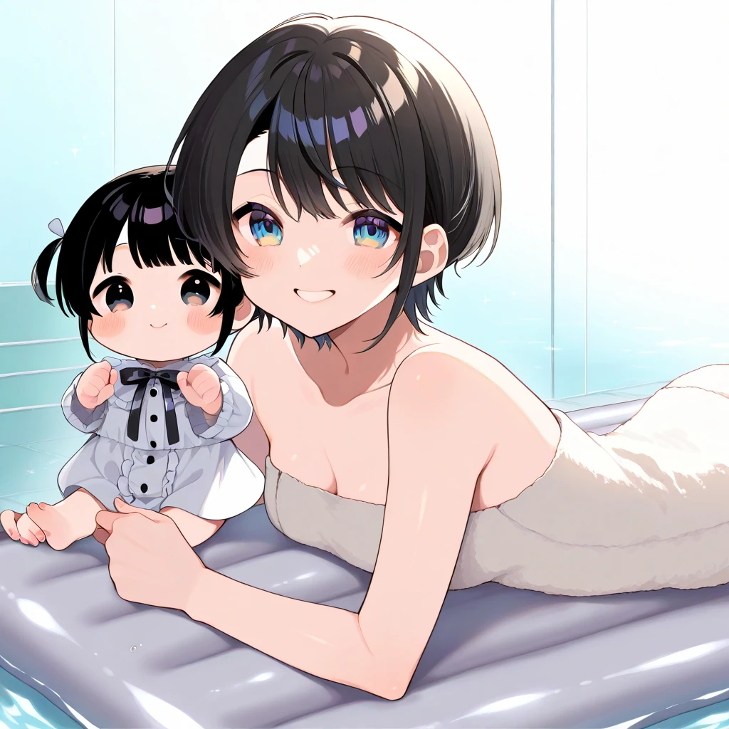 A woman and her little brother naked in the bathtub 