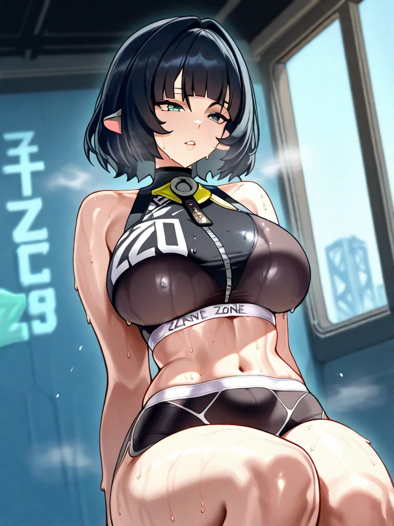 girl, Swimwear, whole body,Large Breasts, White Background, smile, Browsing Caution,