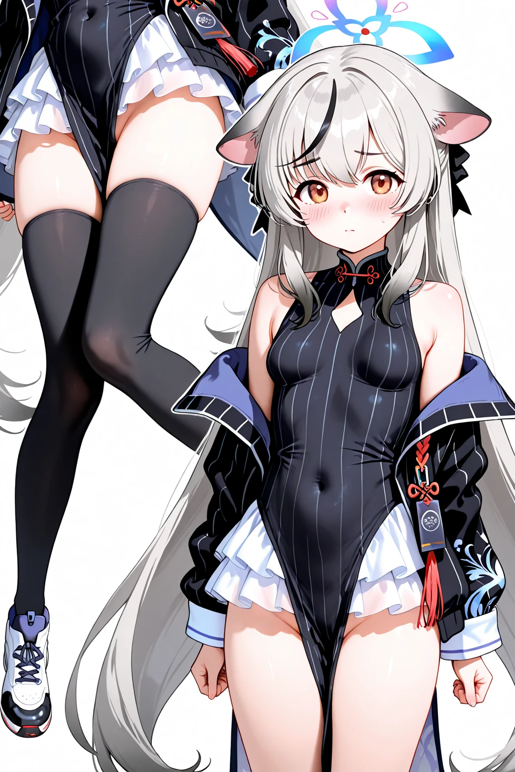 Shimakaze, bunny suit, Brown Eyes, Black Bunny Suit, Black Bunny Ear, Black Fishnet Stocking, Black High Heels, Holding wine glass, white hair, HDR, Ultra Hd, Azur Lane, Detailed Background,no double hand or legs, no double finger, Woman using Bunny suit, Shimakaze Using bunny suit, 1 Girl, Anime style, flat chested