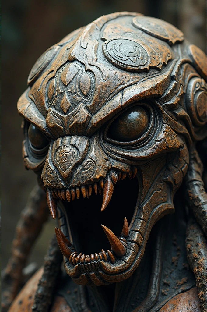 ((masterpiece, Highest quality, wallpaper, Super detailed, god, horor, Lovecraft, art, front face)), ((snake head)), human body, big mouth, many teeth, sphere eyes, smirk
