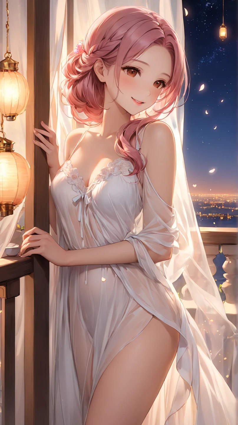 ((top quality)),(ultra high resolution),(Super detailed細),(detailed description),((the most picturesque works of art),super precision art,amazing art of depiction,fantasy art:1.5, ((Beautiful flowers々:1.5)), (Body eroded by flowers:1.0),glamorous body:1.3,fancy background effects、masterpiece、fancy details、(NSFW 1.1), ((1 girl)), ((muste piece)), ((extremely detailed:1.3)), in crystal clear water,beautiful woman entering the lake, ((pink hair)), wet hair, Wearing a light transparent dress, Bathing clothed, steam, (Rose petals floating in water:1.3), early morning light, ivory gold AI, windows, crepuscular lighting, 、see-through lace underwear、very huge boobs、Pink nipples、pink areola,透けて見えるPink nipples、透明なpink areola、lace and string shorts.、princess carry,Sexy lingerie with lace and strings,See-through sexy lingerie,transparent lingerie、(((transparent small wedding dress)))、pearlescent、pearl、sexy harness、sexy garter belt、sexy stockings、Arranged,intimate, rose garden、colorful roses、lake with floating roses、lying down、open legs、spread your legs、open thighs、soak in water、wet body、splash of water、gorgeous flower decoration、big flower、stylish hair、the moon, Lantern, night time, solo, water play, The water, hair flower, flower, Outdoors, sky porn, full the moon, Shigure, Lantern, clothes soaked in water, sky porn, wet hair (((muste piece),(Highly detailed CG Unity 8K wallpaper),best quality,cinematic lighting,detailed background,beautiful detailed eyes,bright pupils, (very delicate and beautiful),(Beautiful and detailed eye description), Super detailed,muste piece,)),((red eyes))、garden、temple、