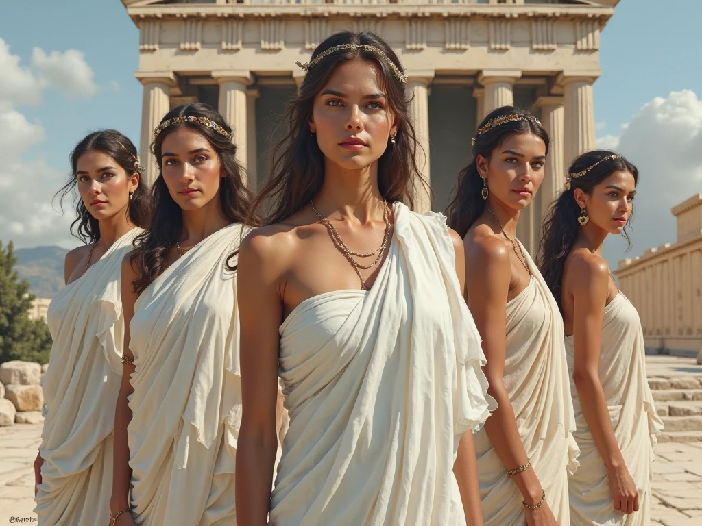 (A group photo:1.2) of all Greek goddess Artemis, Aphrodite, Hera, Athena