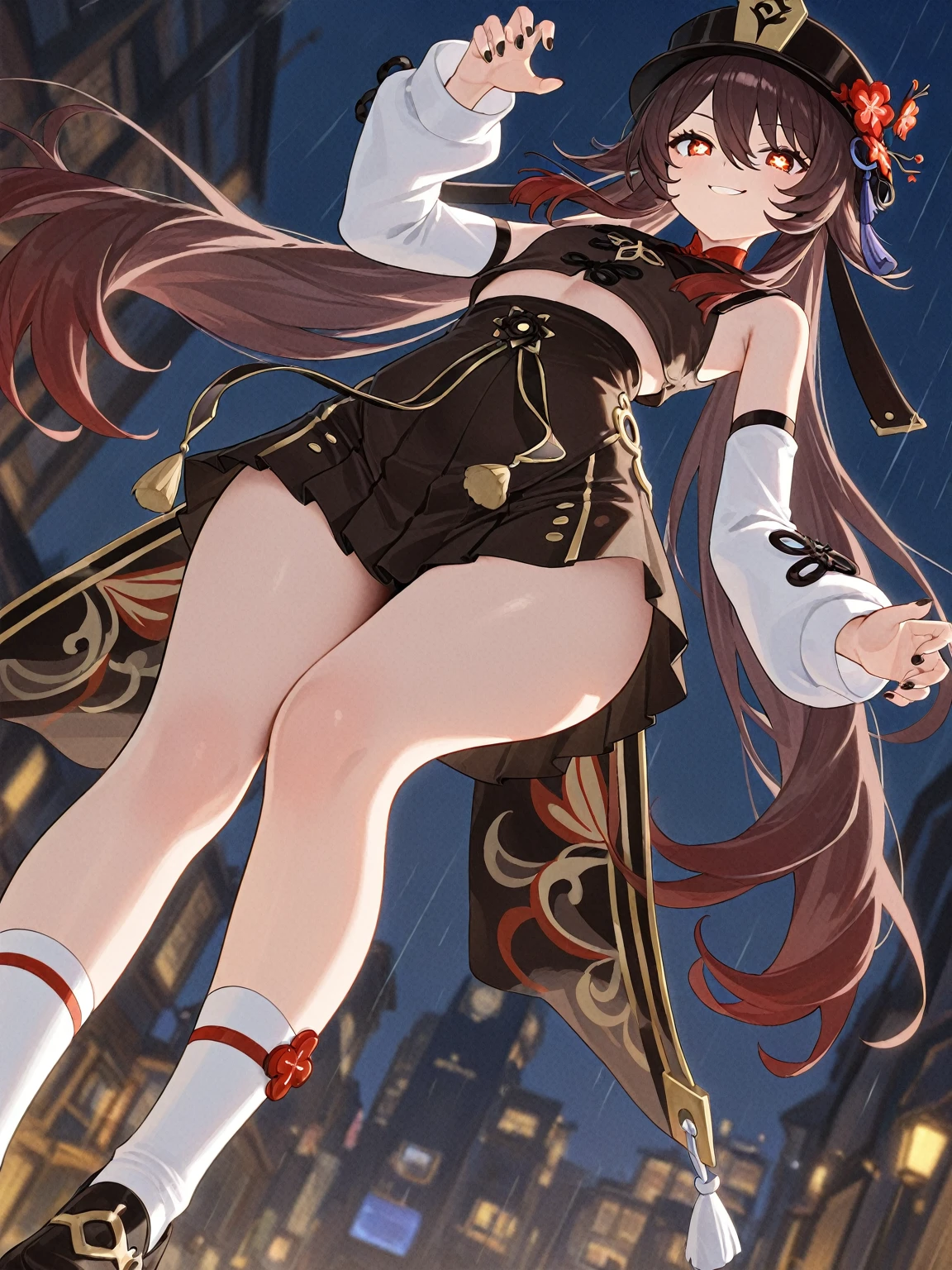 Congo Ship, black, ahoge, chestnut hair, double good, hair bun, hair elastic, harness, long hair, (purples eyes:1.1),
Breaking boots, removable sleeves, kimono, Non-Traditional Shrine Maiden, tape trim, Sleeves trimmed with ribbon, knee high boots, wide sleeves,
breaking looking at the viewer, ssmile, blush, whole body,Standing break life, DESK, Break the lower body (work of art:1.2), highest quallity, high resolution, unity wallpaper 8k, (forma:0.8), (Beautiful Details:1.6), high-detailed face, perfect lighting, extremely detailed CG, (perfect hands, Perfect Anatomia),(knickers) ((flashy underwear)) in underwear, Skirt lifter,