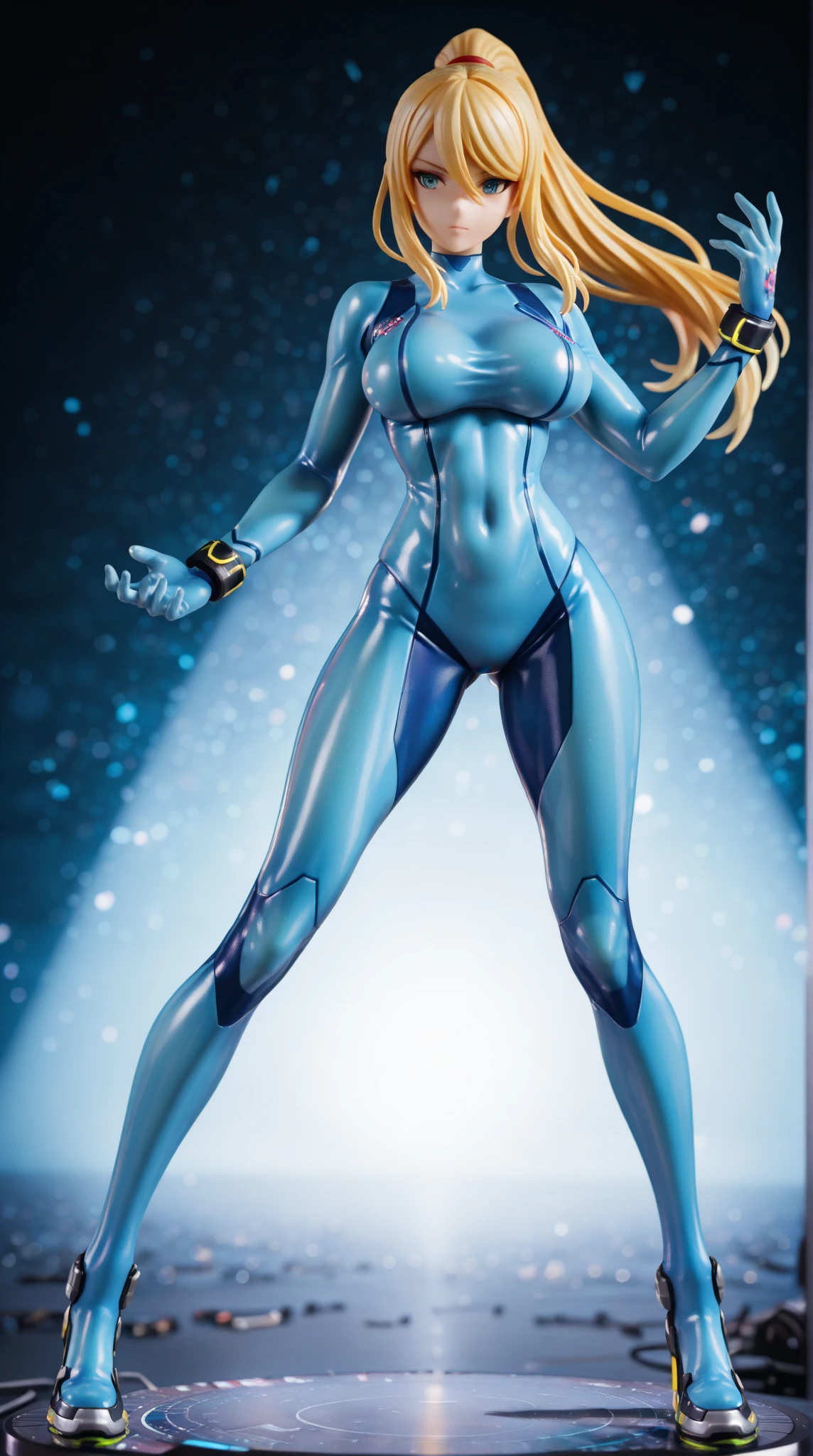 (best quality, masterpiece, perfect ligthing, bloom, cinematic lighting, nice hands, 5 fingers), full body, samus aran, ponytail, hair tie, blue gloves, blue bodysuit, high heels, serious expression, satellite, <lora:3DMM_V11:0.8>, <lora:samus-nvwls-v1-final:0.9>