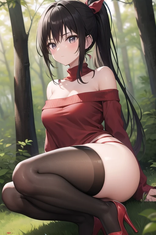 masutepiece, Best Quality, on the park, Scenery outside、natta、Full naked girl、Dark hair、length hair、Brown-eyed、 Hentai Rope Bondage , Red rope , animal collar, all-fours、
1girl in, Breast Bondage, crotch rope, Rope Mark, embarassed face, Hands tied behind your back