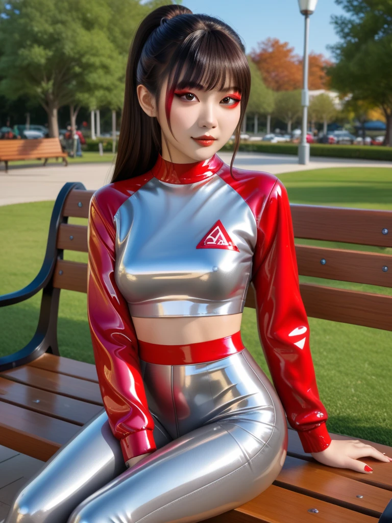 best image quality、超A high resolution、table top、photo quality(photo-realistic:1.8)、pores、Accuracy、japanese women、17 years old、girl smile、black haired、cute dimples、no makeup、Shortcut with hairpins、bobby pin、boyish girl、slender girl、みたいなsmall breasts 、small breasts、 、flat breasted 、vast university gymnasium、high ceiling、light from the ceiling、[gymnastics、average platform、屋内gymnastics競技場、red leather catsuit、high leg cut、Translucence of nipples、 sticking out、camel toe、open your arms、birth of venus、smiling face、Please smile often、facing the front、naughty angel、
