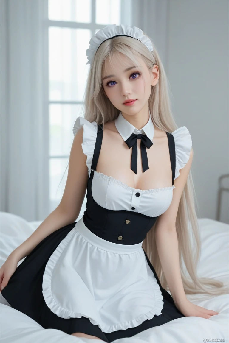Maid white hair suspender stockings