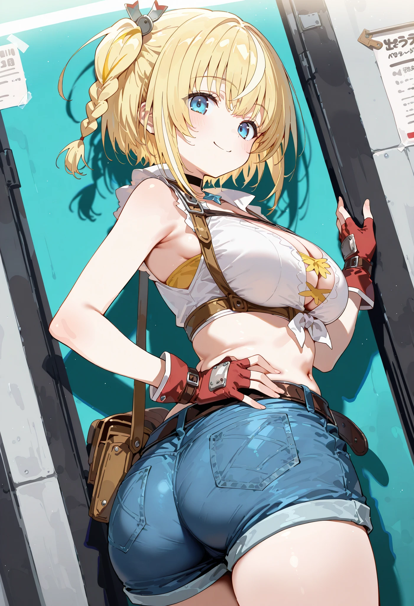 NSFW (One girl:1.5), (Small breasts :1.5), (Mordred \(destiny\):1.3), UFOTABLE STYLE, Anime Coloring, Anime screenshots, ((High resolution illustrations)), ((masterpiece)), ((Highest quality)), High detail, Many details, (Textured skin:1.4), (Detailed yellow hair: 1.9), (Detailed green eye:1.4), short hair, Complex Hair, Hair between the eyes, Nice hands, Perfect hands, Perfect body, Focus Only, Fine eyebrows, pace, ponytail, Braiding, slim, Healthy Body, skinny, Detailed lighting, Realistic colors, Bright colors, Sharp focus, Ray Tracing, Cinema Lighting, Bold line, Black Military Boots, Jeans Shorts, (tube_superior:1.3), sexy, Intimate, erotic, Not art, No photos, Romantic atmosphere, Romantic atmosphere,Bedroom Night view Mood lighting Sit on a chair Completely naked topless blush ( masterpiece, Highest quality, 1girl, (nsfw:1.0), Spread your legs, seat, 脚をsuperiorげる, nude, (Pussy Focus:1.0) Sweat, Shiny skin, Heavy breathing, ( Sex, sexual intercourse, Insert, Hetero, Motion Lines, Motion Blur, Talking Spirit:1.1),超blush