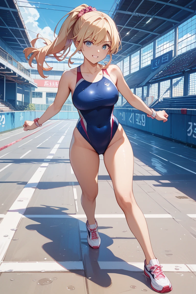 8K Fu、超A high resolution、Best Quality、masutepiece、(quite massive chest、pretty big butt:1.2)(Volleyball uniform blonde short cut layers、Beautiful young italian woman:1.28)(Bend your knees considerably、Stand with your legs wide open to the sides、stand up:1.23)(beachvolley、close up of buckshot:1.18)Sand on the body、Smile happily、Receiving hand in hand in front of the body、bending forward、stick out buttocks
