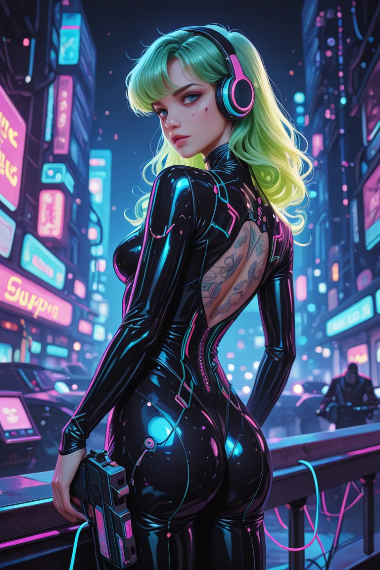 Margot Robbie style, cyborg woman, full body, (neon lights: 1.1), bright colors, (thepit bimbo :0.5), bright, sexy, cyborg, robot, exposed parts, exposed mechanics, ((cyborg body with exposed mechanics))

[Anita],, looking at the viewer, smile, symmetrical, centered, closeup, extreme closeup, upper body, cleavage focus,
milf, female, athletic, fit, tall, European, minidress, animated, smile, glowsticks, futuristic,
golden outline,
[(color colors of psychedelic explosion painting:1.1)::0.125],
iridescent, chromatic aberration, studio lights, bright light, glowing skin,
realistic, realistic, photo-realistic, 8k, highly detailed, body proportions,
diffuse light, laser lights, fog