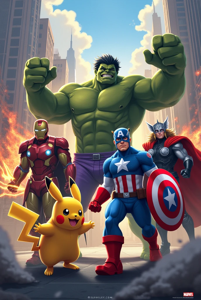 Poster with différents Heroes : Batman, Spiderman, Captain-América, Hulk, Super Mario Bros, Pikachu, a quad, a moto and the surname "Aaron" ; not other personnages