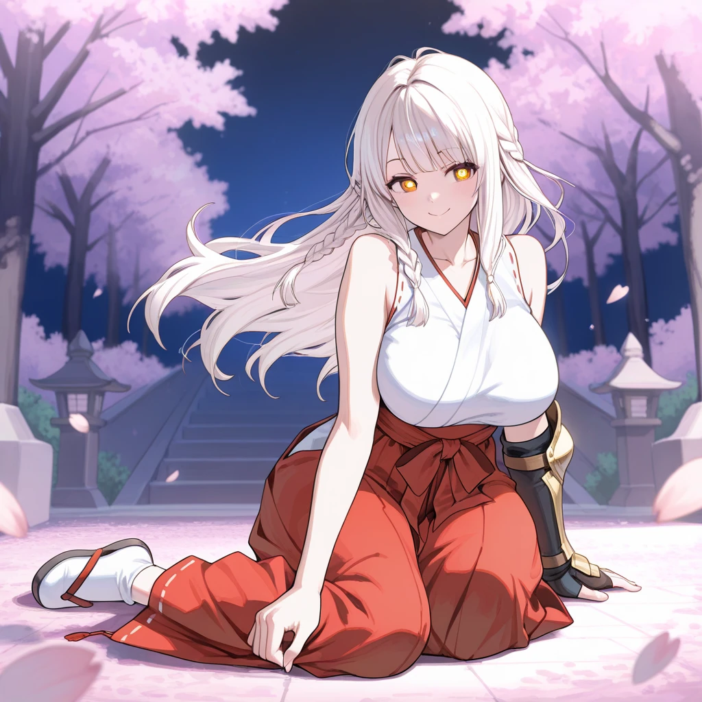 Tall girl, Long white hair, Green eyes, Hanfu, ssmile, open breasts, neckline on the chest, Masterpiece, hiquality