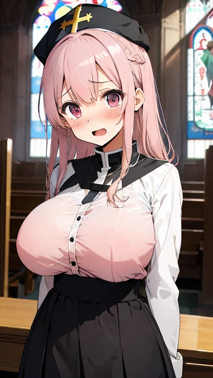 (woman,nsfw),(((open leg:1.2))),(huge breasts:1.0),(Squint eyes:1.2),(embarrassing:1.3,blush:1.3),(orgasm:1.3),(intense ecstasy:1.2),(tears:1.1),(lace panties:1.1),(milf:1.1),(clear:1.3),(stupid:1.1),(vapor:1.1),(wet:1.0),(Sweat:1.2),(Long Sleeve),(((tight shirt,button-down))),((at the church:1.1)).(nun:1.3),(((young boys Grab woman's breasts:1.2))), gang rape