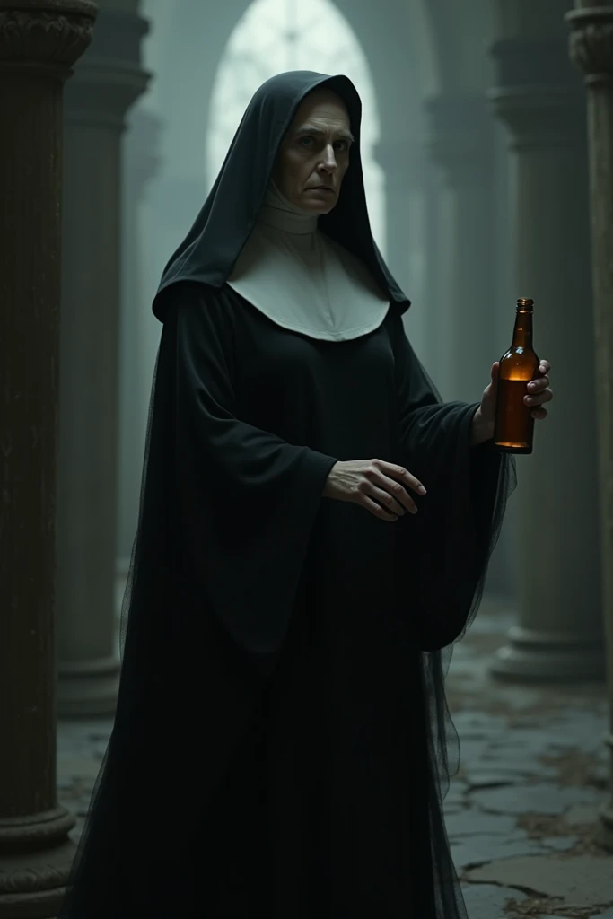 a photo of <lora:valak:1> valak - at a singles bar, holding a beer, checking out the single men, none of them look too good, mostly overweight middle aged divorcees, disappointed expression, high resolution, beautiful, highest quality, masterpiece, highly detailed