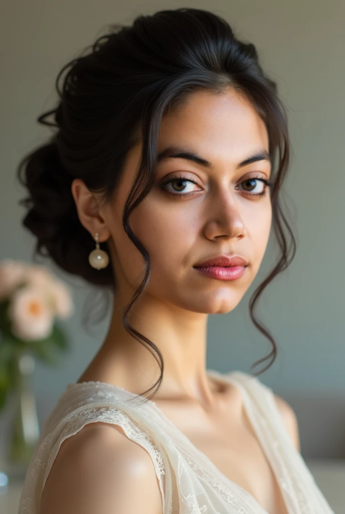 photo of beautiful (4l4n4bc:0.99), a woman in a (bathroom:1.1), perfect hair, hair upsweep updo, wearing sexy Light Pink (pajamas), full body shoot style, (extremely detailed CG unity 8k wallpaper), professional majestic (photography by ansel adams:1.1), 24mm, exposure blend, hdr, extremely intricate, High (Detail:1.1), dramatic, soft cinematic light, (looking at viewer), (detailed pupils), 4k textures, soft cinematic light, elegant, ((((cinematic look)))), soothing tones, insane details, hyperdetailed
