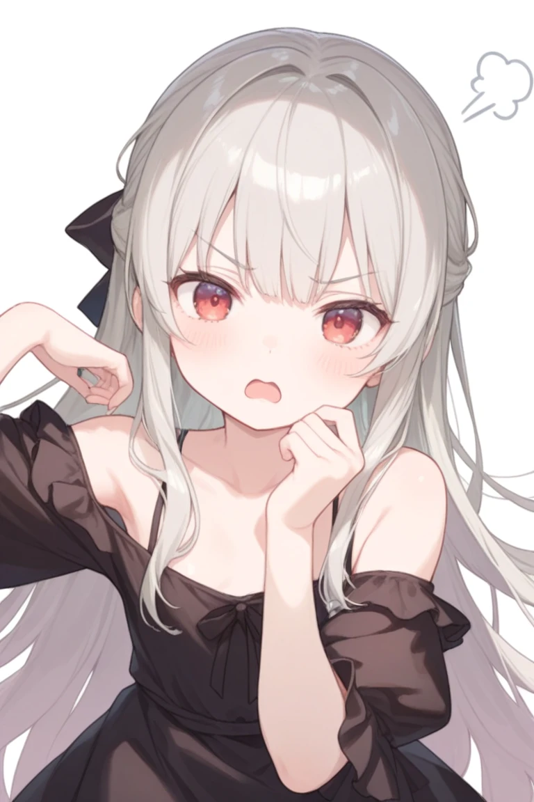 Pueros face_V1:0.24, highest quality, realistic, 8K, High resolution, 1 girl, 16 year old girl, (skin dents), (portrait), ((simple background:1.62)), full color, ((big round breasts,exposed chest,frills)), look straight at the viewer:1.8, (1 girl eyes looking at viewer:1.55), (Long-length hair, silver hair, two side up,straight bangs:1.45,pink eyes), (Bokeh),looking at the viewer,open mouth smile,Shining eyes,cute pose,sparkling eyes,Super high quality,dynamic pose,game CG