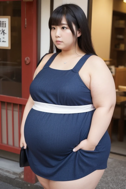 Masterpiece, highest quality, ultra-detailed, 32k quality, highest resolution, dynamic, (((super plump))), (((super beautiful))), obese, Korean woman, smiling, tight dress, soft serve ice cream, outdoor cafe, sitting,