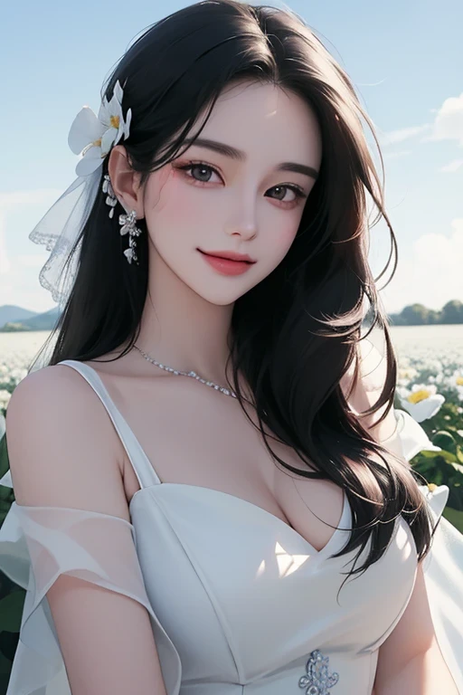 (masterpiece, best quality:1.2), solo, A stunning portrait close-up of a lady holding a bouquet of vibrant flowers, her kind and beautiful eyes gazing directly at the viewer. Rendered in exquisite detail with Schneider pastel inks, the soft and delicate strokes bring the image to life. The pastel colors add a touch of softness and the overall effect is simply breathtaking.