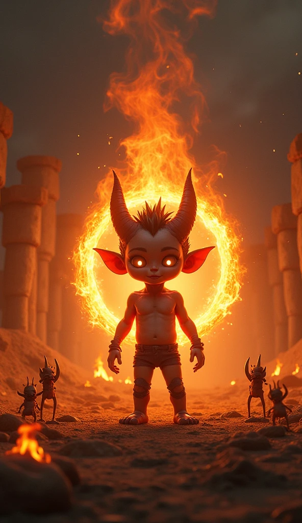 wakfu, a glass ball with an angry red-skinned demon inside,