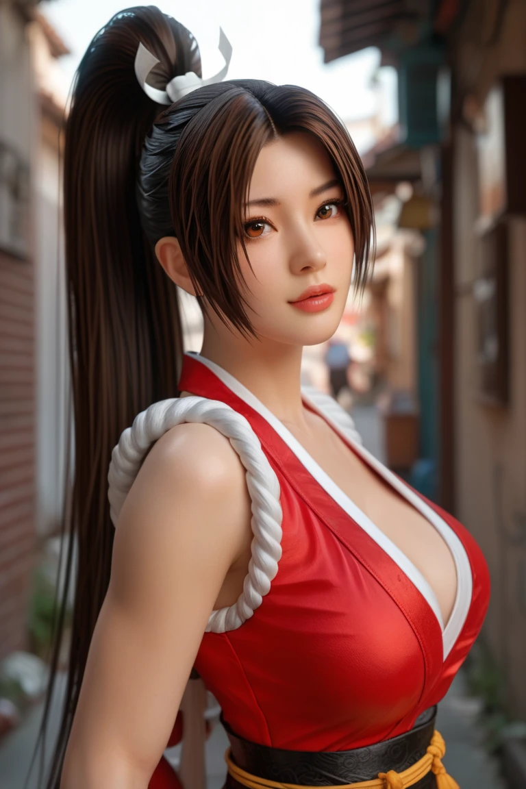 (best quality,ultra-detalhado),(Realistic:1.37),Mai Shiranui, rosto bonito e detalhado, Textura ultrarrealista, rosto delicado, corpo delicado, Fit physique