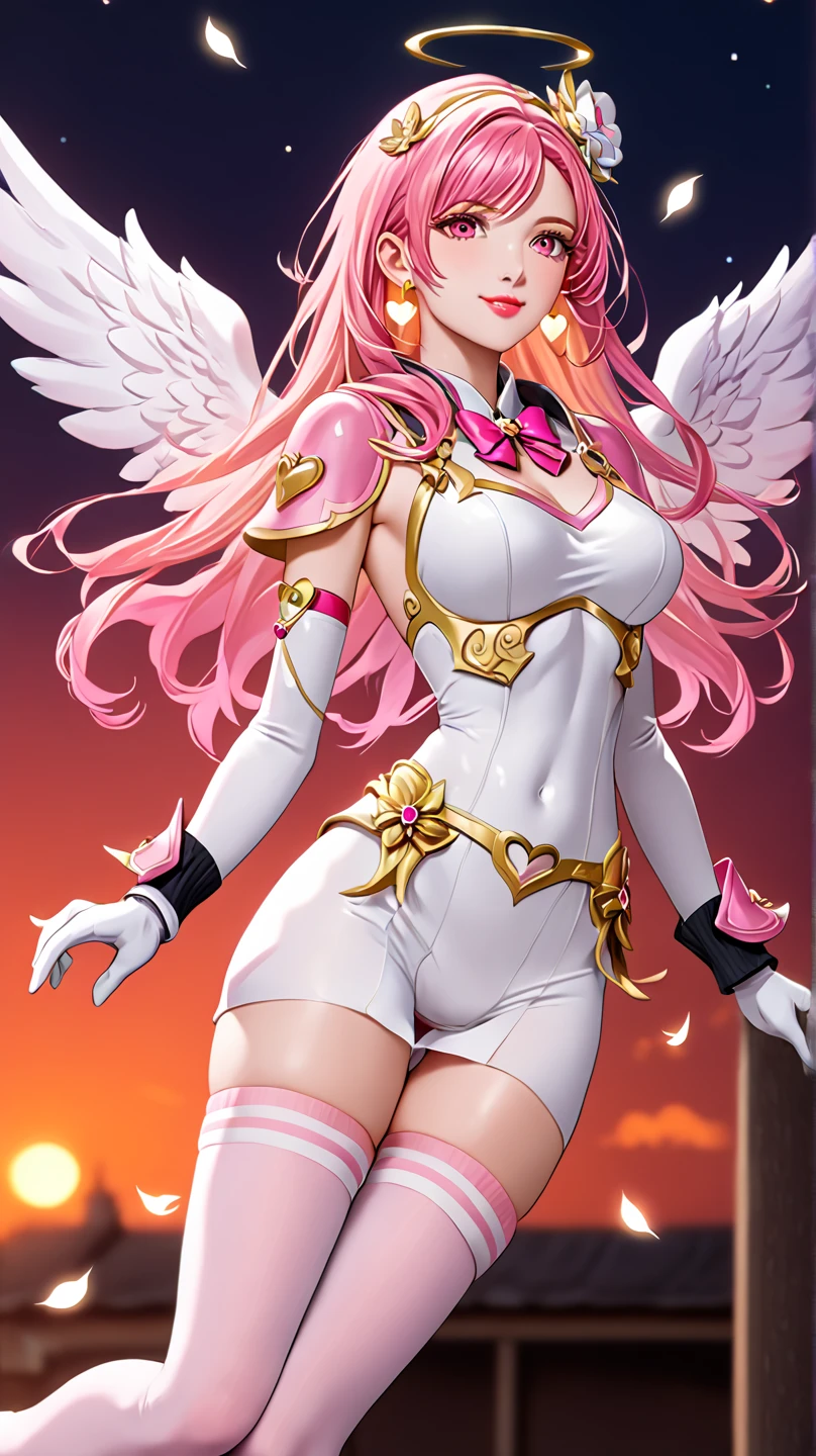 edgElegant, wearing edgElegant
(ultra 8k cg, picture-perfect face, perfect face, beautiful face, masterpiece, high quality, best quality, flawless, clean, professional artwork, famous artwork), (dark skin, dark-skinned female:1.3), gyaru, waruochi, BREAK 1girl, hair ornamnet, pink hair, glowing eyes, shiny skin, (underboob), navel, midriff, hands on waist, (epaulette:1.2), miniskirt, pleated skirt, (magical girl uniform:1.2), long sleeve, transparent clothes, skirt, latex, corruption, (epaulettes:1.2), military cap, grin, smirk, extremely thick lips, extremely long eyelashes, (huge breasts:1.3), (chubby, plump), big belly, cameltoe, (from below:1.3), earrings, jewelry, golden, ruined background, night sky, dust
