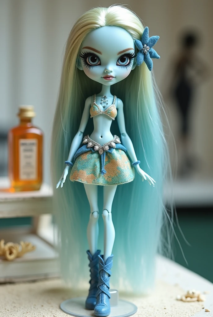Bratz girl with detailed eyes and big lips and green curly rococo hair, wearing versace colorful flowers dress , full body , plastic skin , doll joints , ,(masterpiece, top quality, best quality, beautiful and aesthetic:1.2), kochiya_sanae_touhou, doll, revealing clothes, big head, 1girl, solo, breasts, curvy, wide hips, narrow waist, joints, doll joints, cleavage, bursting breasts, huge breasts, lips, green_hair, long_hair, hair_ornament, frog_hair_ornament, snake_hair_ornament, hair_tubes, blush, bangs, breasts, smile, blue dress, green_eyes, full body, high heels, thighhighs, long legs