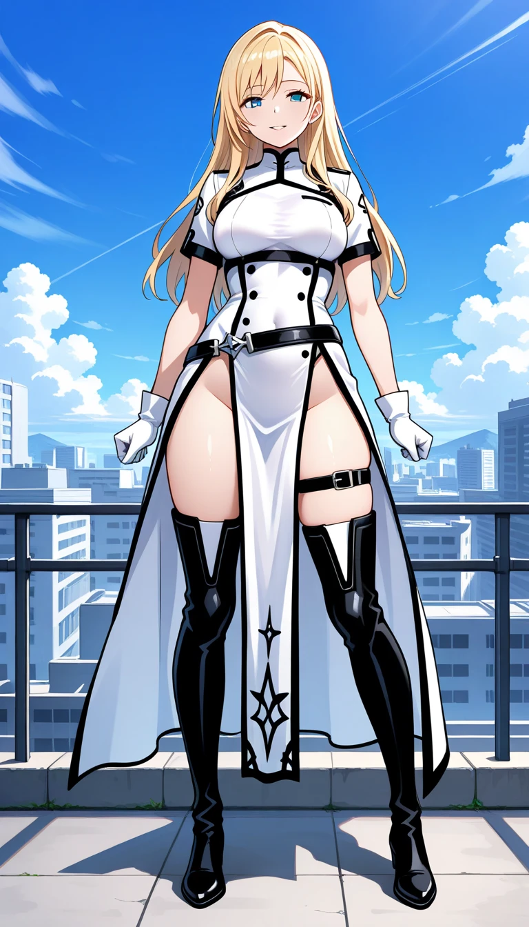 dark fantasy anime illustration of a (mature MILF BIMBO albino skin and short white hair), (FULL BODY) perfect face, wearing tight leather stealth armor, stalking, BIG KNOCKERS CLEAVAGE, lustful smirking smile red blush red cheeks, chain leash, kneeling, shackles, leather black collar slave, ((BLACK background)) hands on glass WITH KNOCKERS on glass, glass window fog water drop, 5 fingers each hand, metal handcuffs, black choker collar, thigh highs, long legs, metal ankle, metal sandals, metal shoulders, standing straight symmetrical against glass
