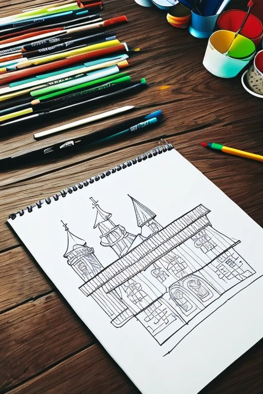 Make a drawing of an Indian village 