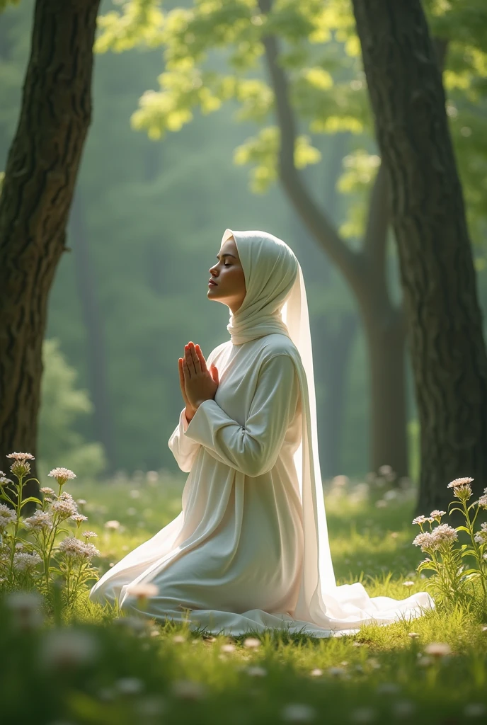 Hijab woman doing yoga but naked