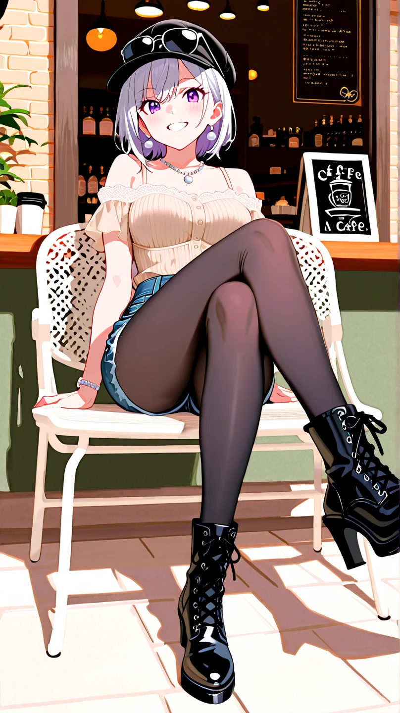 Bill Ward's art, illustrations, pretty girls, long hair, perfect glass hour body, huge breasts, super small waist, vintage tight sexy lace skirt, feminine characteristics obvious, smile, sitting in a street café in Paris drinking coffee