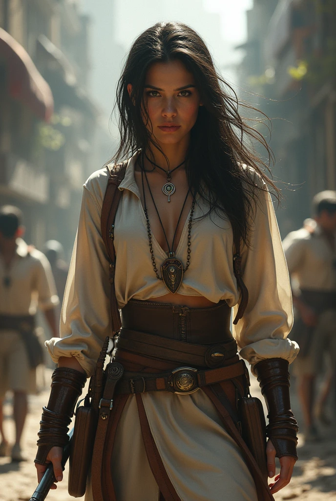 A pirate girl is executed by hanging in the pirate era. She is barefoot and in a poor ripped clothing. Its a public execution