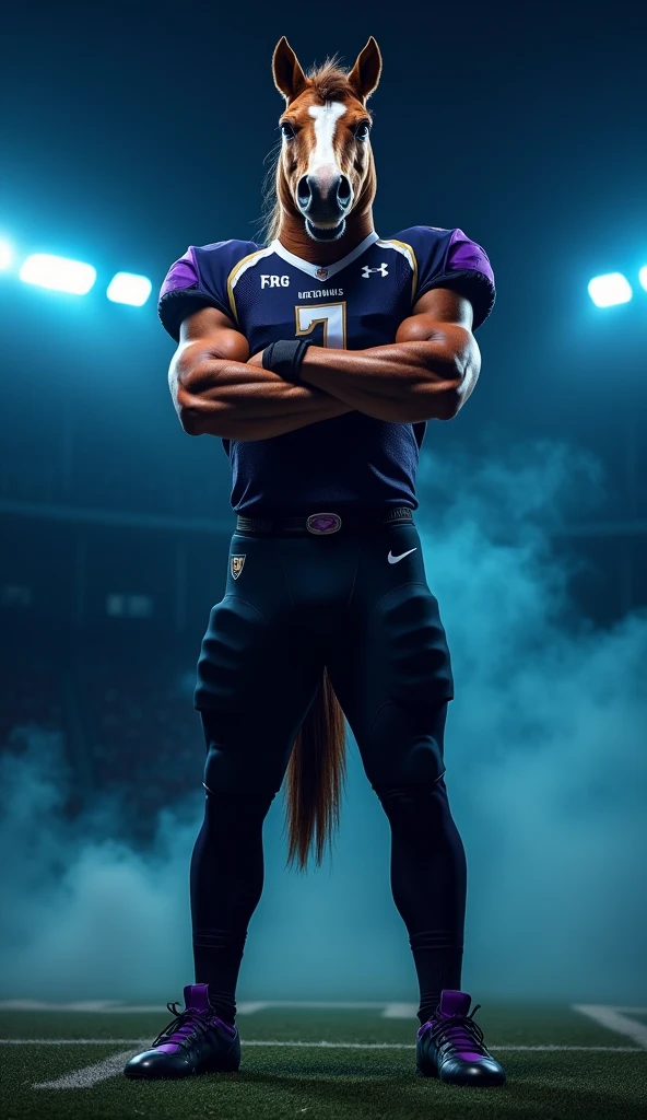 A football player with violet jersey his number was 10 and name was jude with more hair
