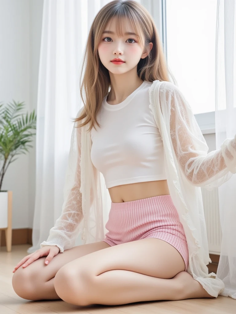 ((top-quality、8K、masuter piece:1.3))、女の子1人、Italian、bule、Beautiful woman with slender abs:1.3、(Highlight Haircuts、Breast A Cup:1.2)、Black see-through:1.1、hyperdetailed face、A detailed eye、二重まぶた、full body Esbian、In the street、城市、London、Seductive open lip、Brown hair、Seduce me with a sexual expression、Open your crotch、Cowgirl、Pubic hair is visible、、M-shaped legs open、Provocative、Lusting、Looking at the camera、White Luxury Garter Belt、White underwear、hime、fold your arms behind head、Pubic hair is visible、PINK Underwear、Wearing a white coat、、Boldly pull up the skirt、Naughty Cosplay、hi-school girl、校服、Pie White Pante、Panties are visible、wearing skirt、ultra-detailliert、(((pantyshot)))、(((Spread your legs apart)))、(((Princess)))、(((Gymnasium)))、(((Princess)))、(((Sexy Shots)))、(((M-shaped legs)))、(((Looking at the camera))) 、(((Bound)))、(((volley)))、(((White High Socks))) 、(((Put your arms behind your back)))、(((Cowgirl)))、masturbation、 insertion、schools、volley