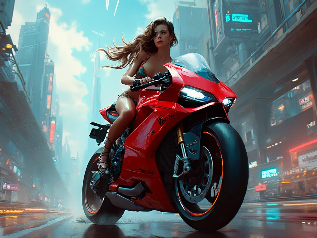 A human motorcycle that has big tits 
