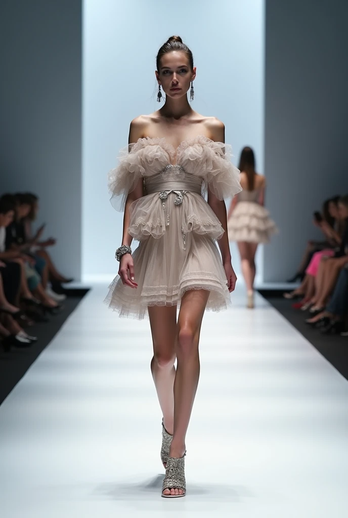 fashion show, beautiful models on the catwalk in Paris