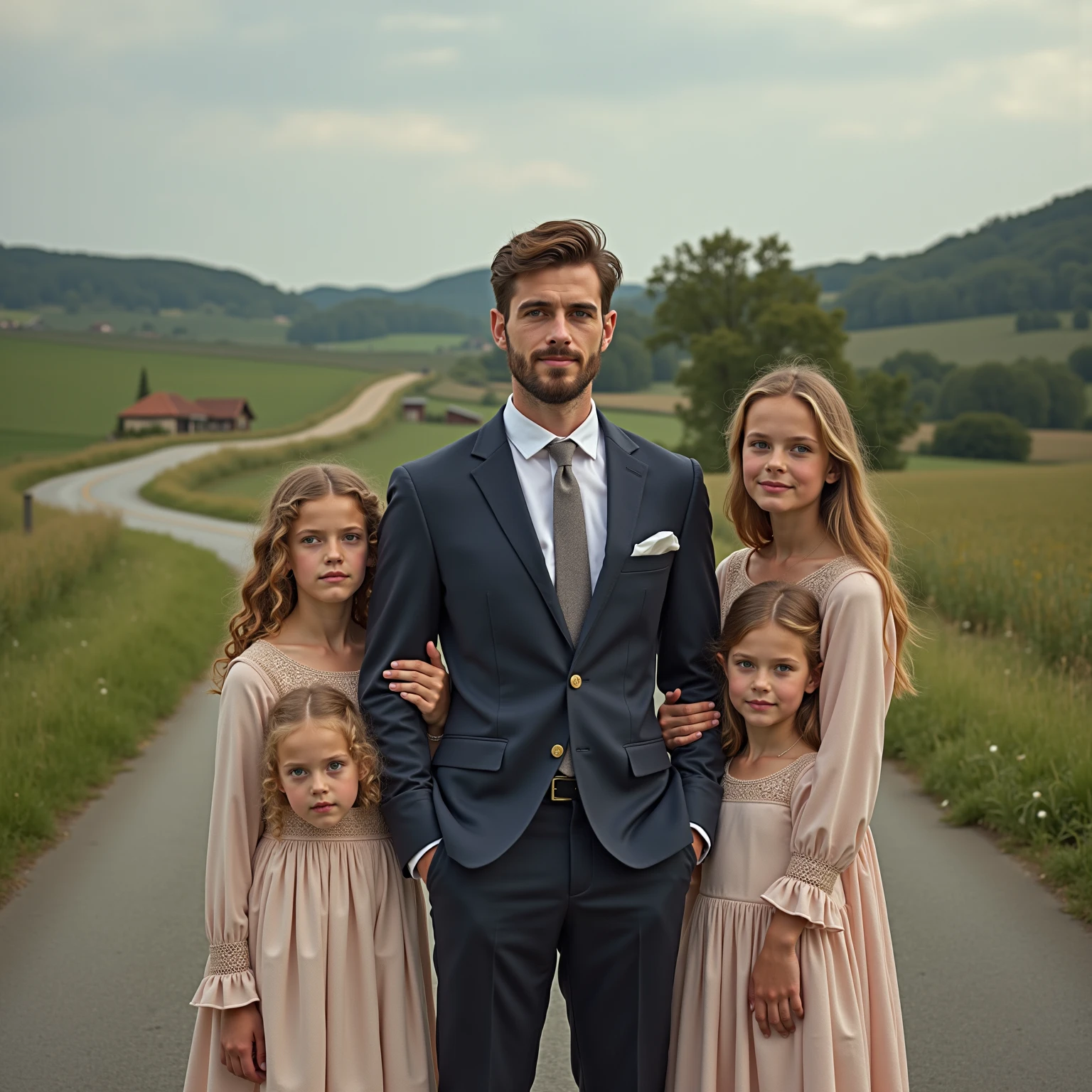 Please kids 
3 sisters 2 brothers white suit 
